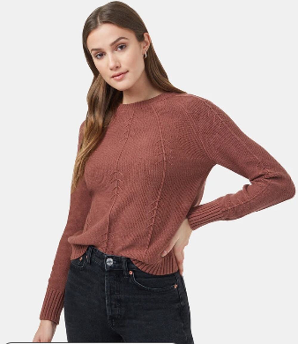 Tentree Highline Tree stitch Crew Sweater Organic Cotton size M in Mesa Red